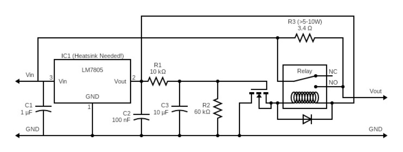 Schematic of circuit to limit startup power draw